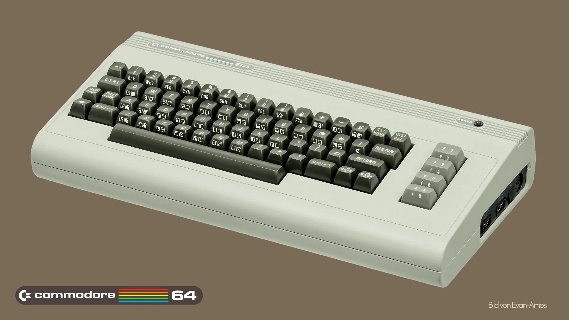 A Commodore 64, an 8-bit home computer introduced in 1982 by Commodore International. Its low retail price and easy availability led to the system becoming the market leader for three years. It remains the best-selling single personal computer model of all time.